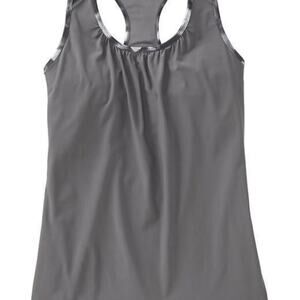 ATHLETA Gray Royal Pigeon Ruched Layered Racerback Tank Small Workout